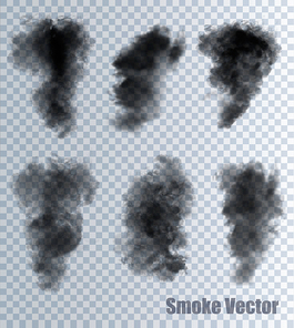 Smoke vectors on transparent background.