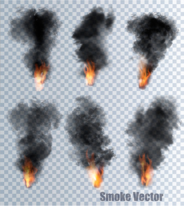 Flames with smoke vector icons. Vector.