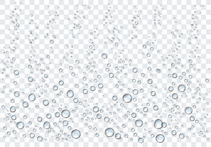 Realistic water droplets on the transparent background. Vector illustration