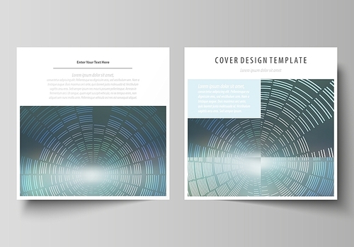 Business templates for square design brochure, magazine, flyer, booklet or annual report. Leaflet cover, abstract flat layout, easy editable vector. Technology background in geometric style made from circles.