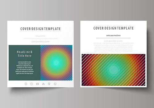 Business templates for square design brochure, magazine, flyer, booklet or annual report. Leaflet cover, abstract flat layout, easy editable vector. Minimalistic design with circles, diagonal lines. Geometric shapes forming beautiful retro background.