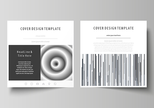 Business templates for square design brochure, magazine, flyer, booklet or annual report. Leaflet cover, abstract flat layout, easy editable vector. Simple monochrome geometric pattern. Minimalistic background. Gray color shapes.