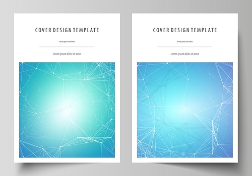 Business templates for brochure, magazine, flyer, booklet or annual report. Cover design template, easy editable vector, abstract flat layout in A4 size. Chemistry pattern, connecting lines and dots, molecule structure, medical DNA research. Medicine concept.
