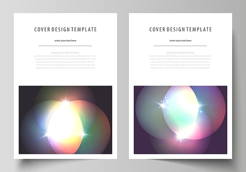 Business templates for brochure, magazine, flyer, booklet or annual report. Cover design template, easy editable vector, abstract flat layout in A4 size. Retro style, mystical Sci-Fi background. Futuristic trendy design.