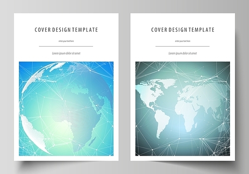 The vector illustration of the editable layout of A4 format covers design templates for brochure, magazine, flyer, booklet, report. Chemistry pattern, molecule structure, geometric design background
