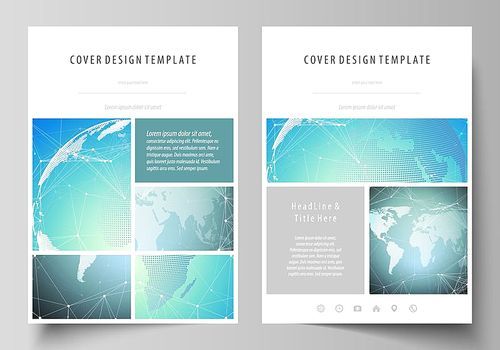 The vector illustration of the editable layout of A4 format covers design templates for brochure, magazine, flyer, booklet, report. Chemistry pattern, molecule structure, geometric design background