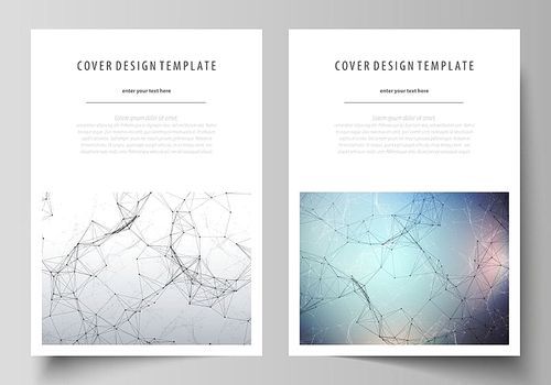 Business templates for brochure, magazine, flyer, booklet or annual report. Cover design template, easy editable vector, abstract flat layout in A4 size. Compounds lines and dots. Big data visualization in minimal style. Graphic communication background.