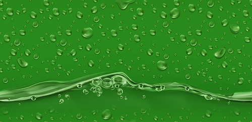Drops. Green seamless pattern. 3d realistic vector