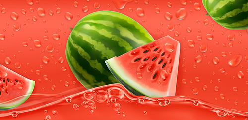 Red drops. Watermelon. 3d realistic vector