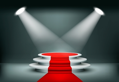 Showroom Background With A Red Carpet. Vector.