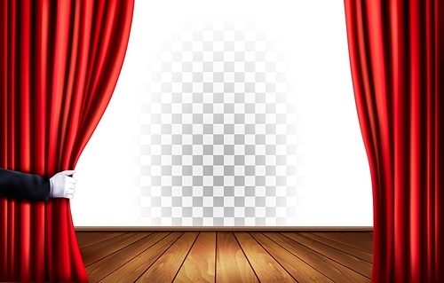 Theater curtains with a transparent background. Vector.