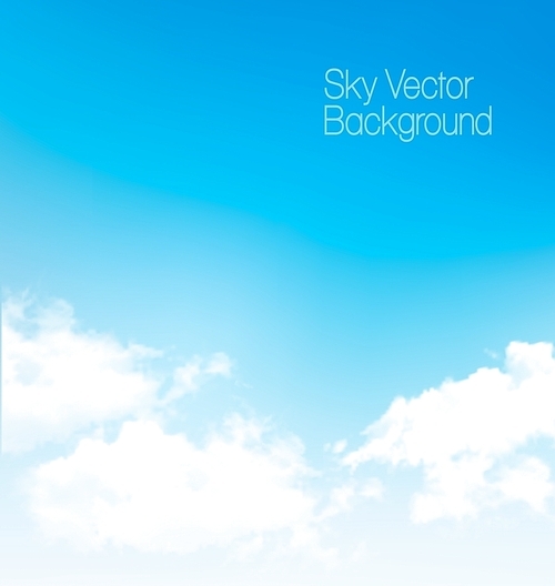 Vector blue sky with transparent clouds.