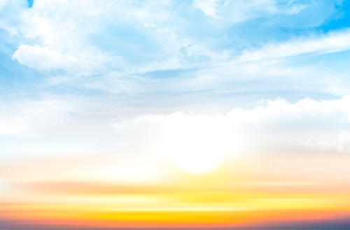 Sunset sky background with transparent clouds. Vector illustration