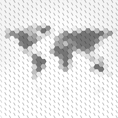 World map geometric background, abstract hexagonal pattern vector.