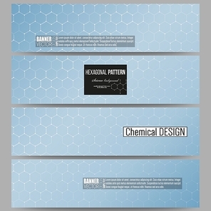 Set of modern vector banners. Chemistry pattern, hexagonal design vector illustration