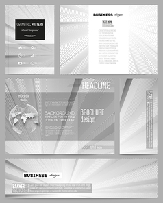 Set of business templates for presentation, brochure, flyer or booklet. Abstract lines background, simple abstract monochrome texture.