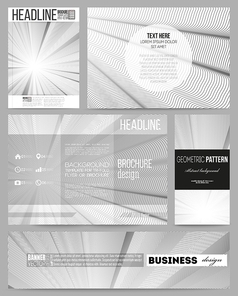 Set of business templates for presentation, brochure, flyer or booklet. Abstract lines background, simple abstract monochrome texture.