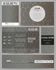 Set of business templates for presentation, brochure, flyer or booklet. Chemistry pattern, hexagonal design vector illustration.