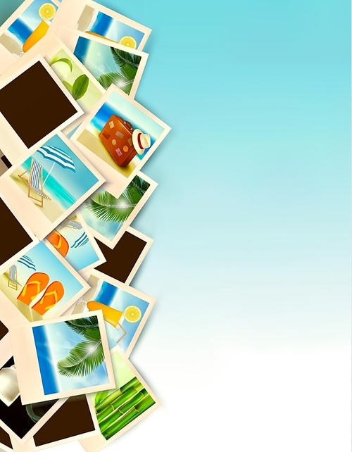 Travel Background With Photos From Holidays On A Seaside. Vector