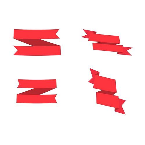 Red ribbons set. design elements isolated on white . - Vector