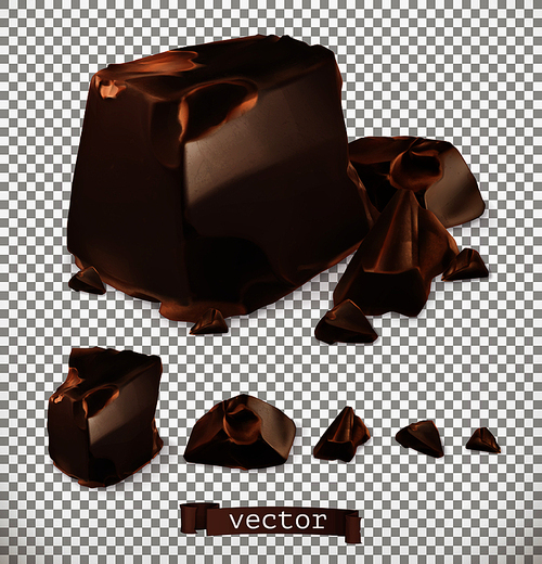 Chocolate pieces, 3d vector set