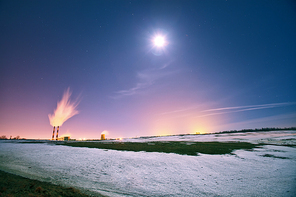 Power plant in the night. Belarus