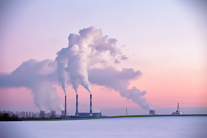 Power plant in the evening. Belarus
