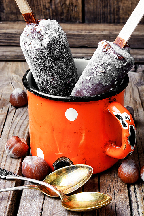 ice cream coated in chocolate in retro cup