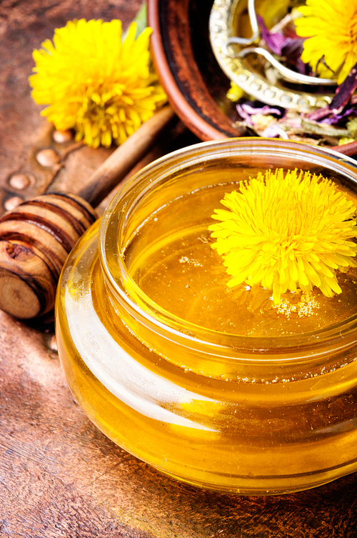 Honey from blossoming spring dandelions, as a medicine