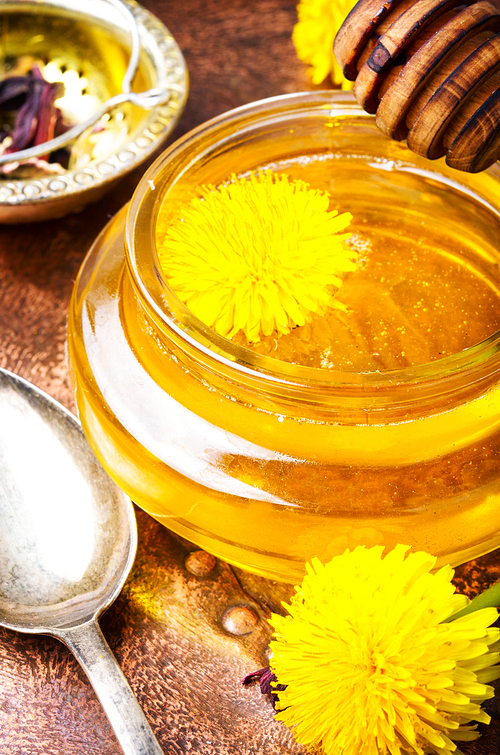 Honey from blossoming spring dandelions, as a medicine