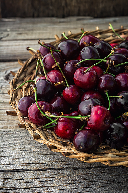 juicy and fresh berries June cherry.The image is tinted.