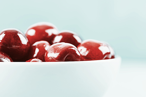 White Bowl Of Fresh Red Cherries