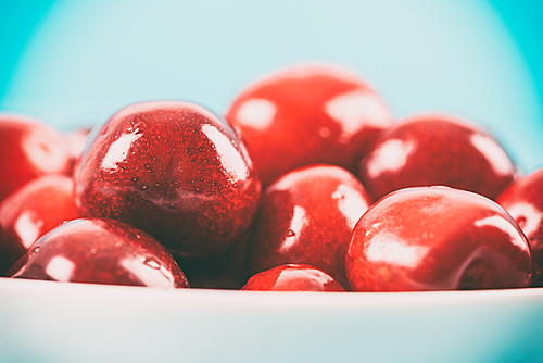 White Bowl Of Fresh Red Cherries