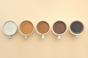 Different Types Of Coffee In Cups Top View