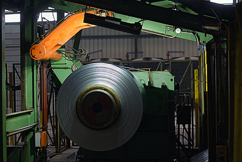 Steel coils rolled in the steel plant