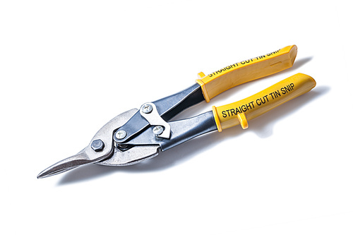 steel cutter with yellow handles isolated on white