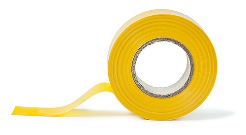 roll of yellow insulation tape isolated on white