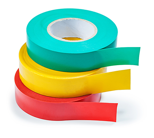 stack of insulation tape rolls isolated on white