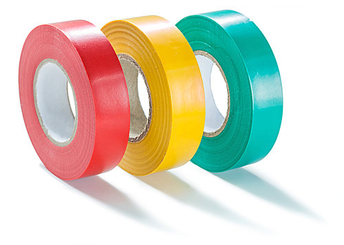 three colored rolls of insulate tape isolated