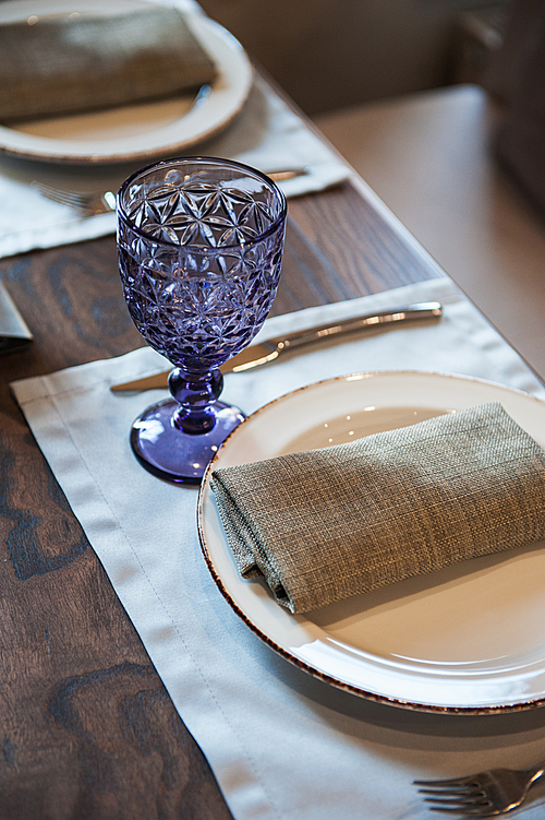 Empty luxury dish on table in restaurant.