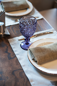 Empty luxury dish on table in restaurant.