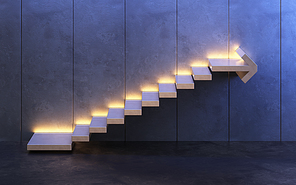 stairs going  upward, 3d rendering