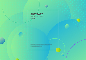 Creative trendy abstract minimal geometric circles shape with green and blue gradient background. Dynamic shapes composition and elements. Vector illustration