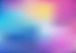 Colorful blurred background with halftone effect overlay texture. Vector illustration