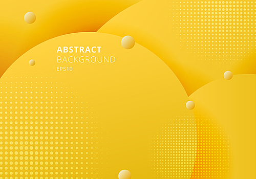 Abstract 3D liquid fluid circles yellow mustard pastels color beautiful background with halftone texture. Vector illustration