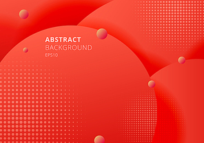 Abstract 3D liquid fluid circles red mustard pastels color beautiful background with halftone texture. Vector illustration