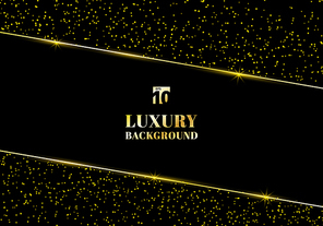 Abstract golden glitter and shiny gold frame on black background. Luxury elegant trendy style. You can use for wedding Invitation cards, packaging, banner, card, flyer, invitation, party,  advertising. etc. Vector illustration