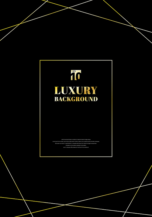 Template design frame golden lines on black background. Luxury elegant trendy art deco style. You can use for  Invitation cards, packaging, banner, card, flyer, invitation, party,  advertising. etc, Vector illustration