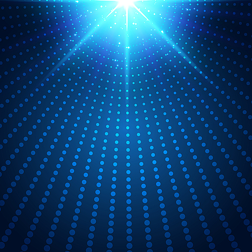 Abstract technology futuristic blue neon radial light burst effect on dark background. Digital elements circles halftone. Vector illustration