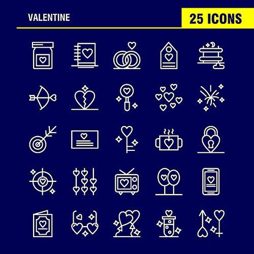 Valentine Line Icons Set For Infographics, Mobile UX/UI Kit And Print Design. Include: Bottle, Medicine, Love, Valentine, Romantic, Book, Love, Valentine, Icon Set - Vector